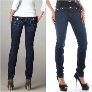 True Religion Julie Women's Whiskered Skinny Jean Back Flap Lone Star Wash Sz 30